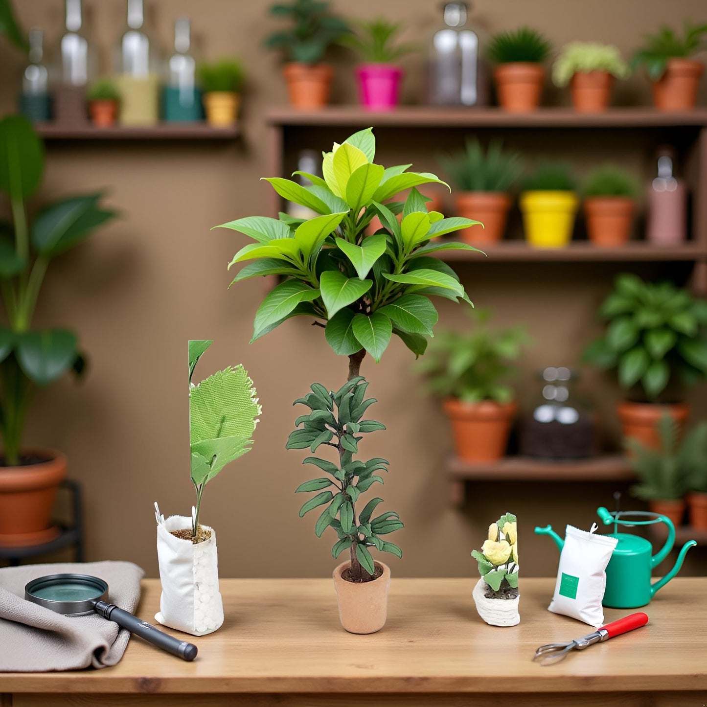Green Dollhouse Flower Bonsai,1:12 Mini Dollhouse Miniature Plant in Pot Micro Landscape DIY Craft Garden Ornament Green Cute Decorative Ornament
