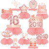 Happy 16th Birthday Rose Gold Table Honeycomb Centerpieces Balloons Theme Decor Table Decorations Table Toppers for Girls Women Sweet Princess 16