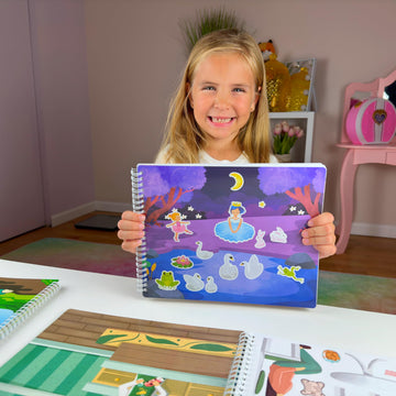 Princess Unicorn Mermaid Sticker Coloring Book for Girls Ages 2-4 & 4-8, 550+ Stickers, 12 Coloring Pages, Magical Peel and Stick Activity Book