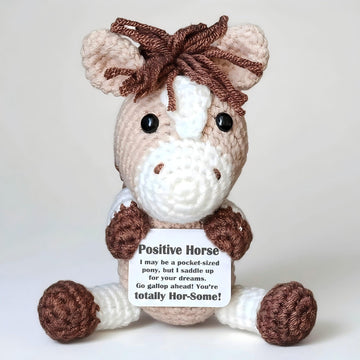 Horse Gifts, Crochet Positive Support - Handmade Emotional Cheer Support Funny Horse Gifts for Friend Coworker Birthday Christmas Stocking Stuffer
