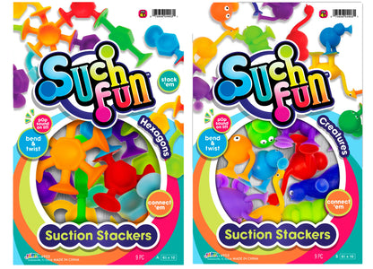 JA-RU Suction Cup Toys (2 Pack, 9pcs. Each) Suction Bath Toys for Kids | Fine Motor Skills Toys, Sensory Bin Filler | Travel Pack, Party Favors