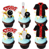 18pcs Black Glitter Bowling Dessert Cupcake Topper Bowling Strike Entertainment Theme Decor Supplies Baby Shower Boys Girls Happy Birthday Party