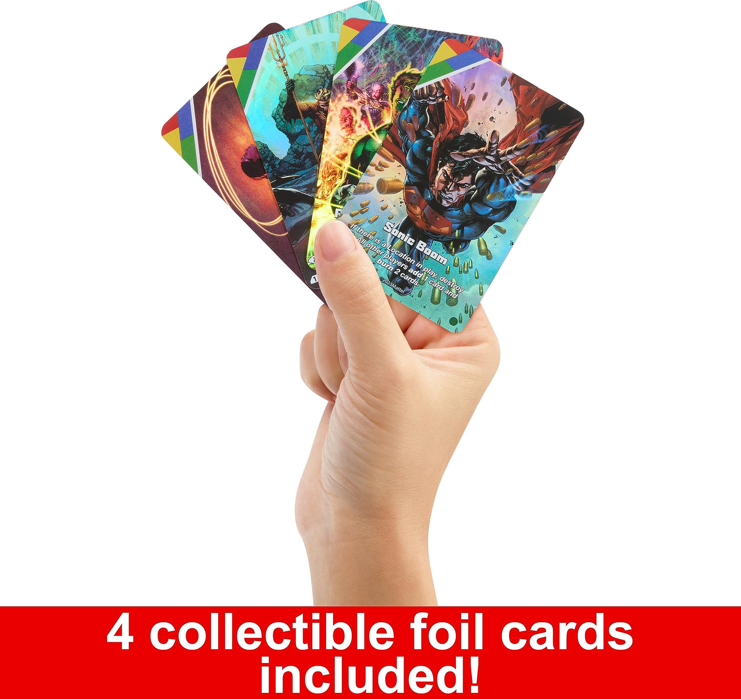 Mattel Games UNO Ultimate DC Card Game for Kids, Fans, Adults & Familiy Night with 4 Character Decks, 4 Collectible Foil Cards & Special Rules