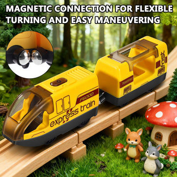Kkogleam Toy Train Set Remote Control Locomotive Trains, Motorized Train with Voice & Lights Effect, 4 Sound Effects, Magnetic Trains Compatible