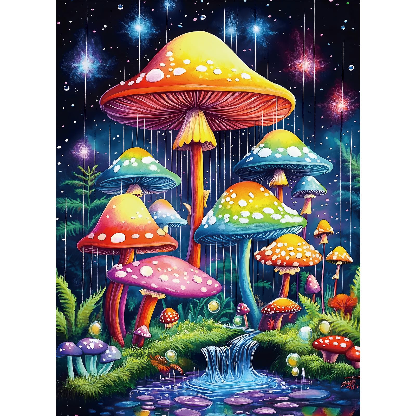 Puzzles for Adults 500 Pieces, Mushroom Jigsaw Puzzles - Starry Night Mushrooms, Impossible Glow in The Dark Puzzle for Seniors Family, 14.96x20.47