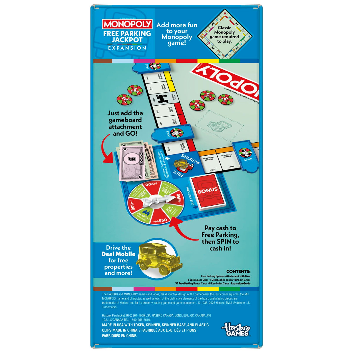 Monopoly Free Parking Jackpot Expansion | Add More Fun to Classic Monopoly Game and Play Faster | Ages 8+ | 2-6 Players | 40 Mins. | Family Board