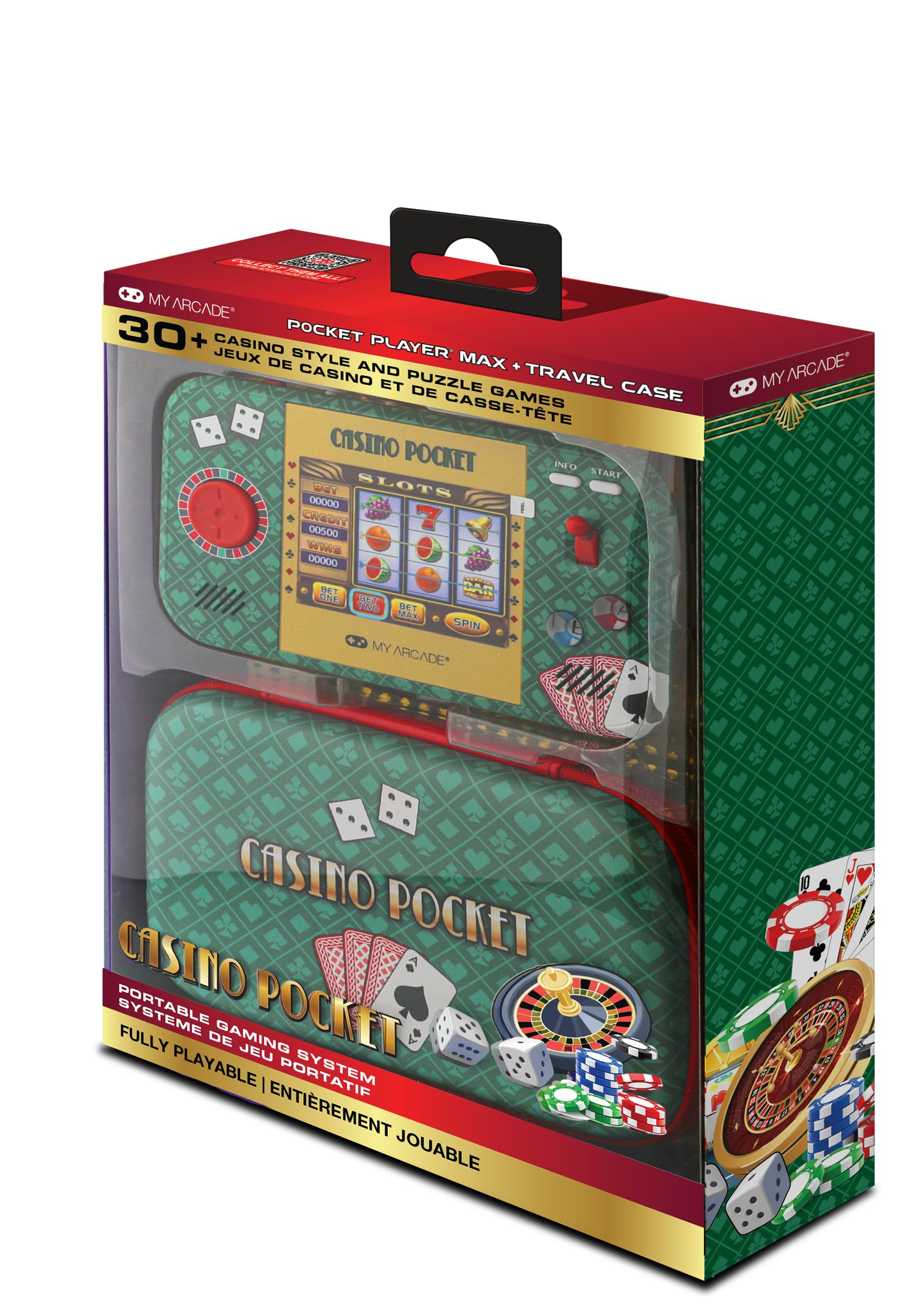 My Arcade Casino Pocket: Retro Casino Arcade, 30 Preloaded Games, Rechargeable Battery, Includes Travel Case