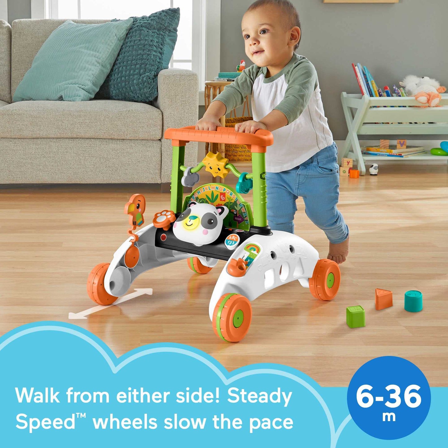 Fisher-Price 2-Sided Steady Speed Panda Walker Musical Push Toy