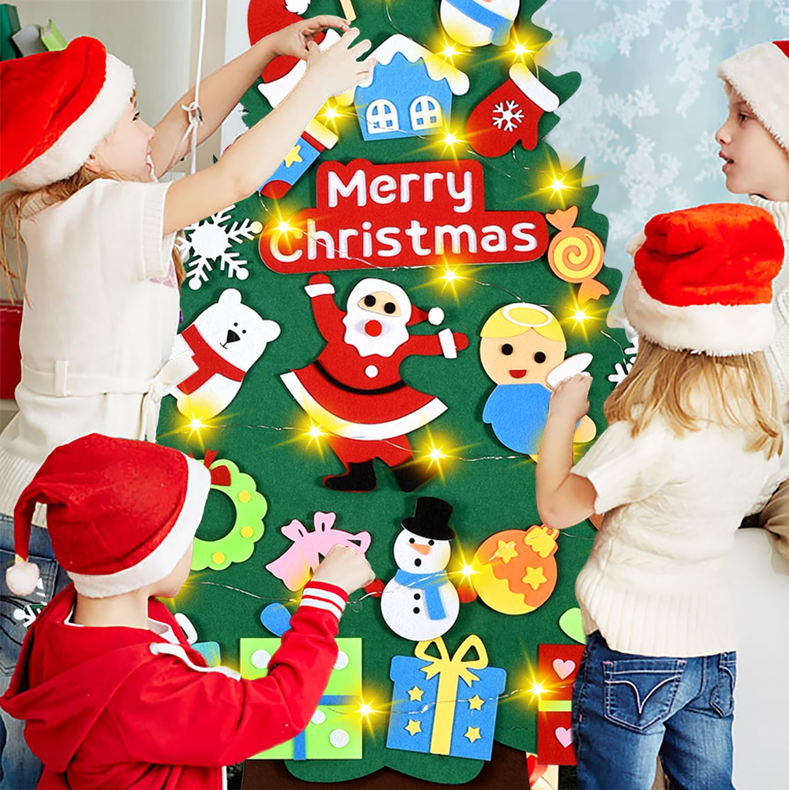 HmiL-U Felt Christmas Tree - 3.4 FT Christmas Decorations for Toddlers with 30 Pcs Ornaments,DIY Xmas Gifts for Door Wall Hanging Decorations