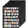 10 Sheets 20 Pages Postage Stamp Album Pages, 7 Pockets 7.7X 1.35in Stamp Collection Inserts, 9 Hole Standard Stamp Collecting Album Sleeves for Stamp