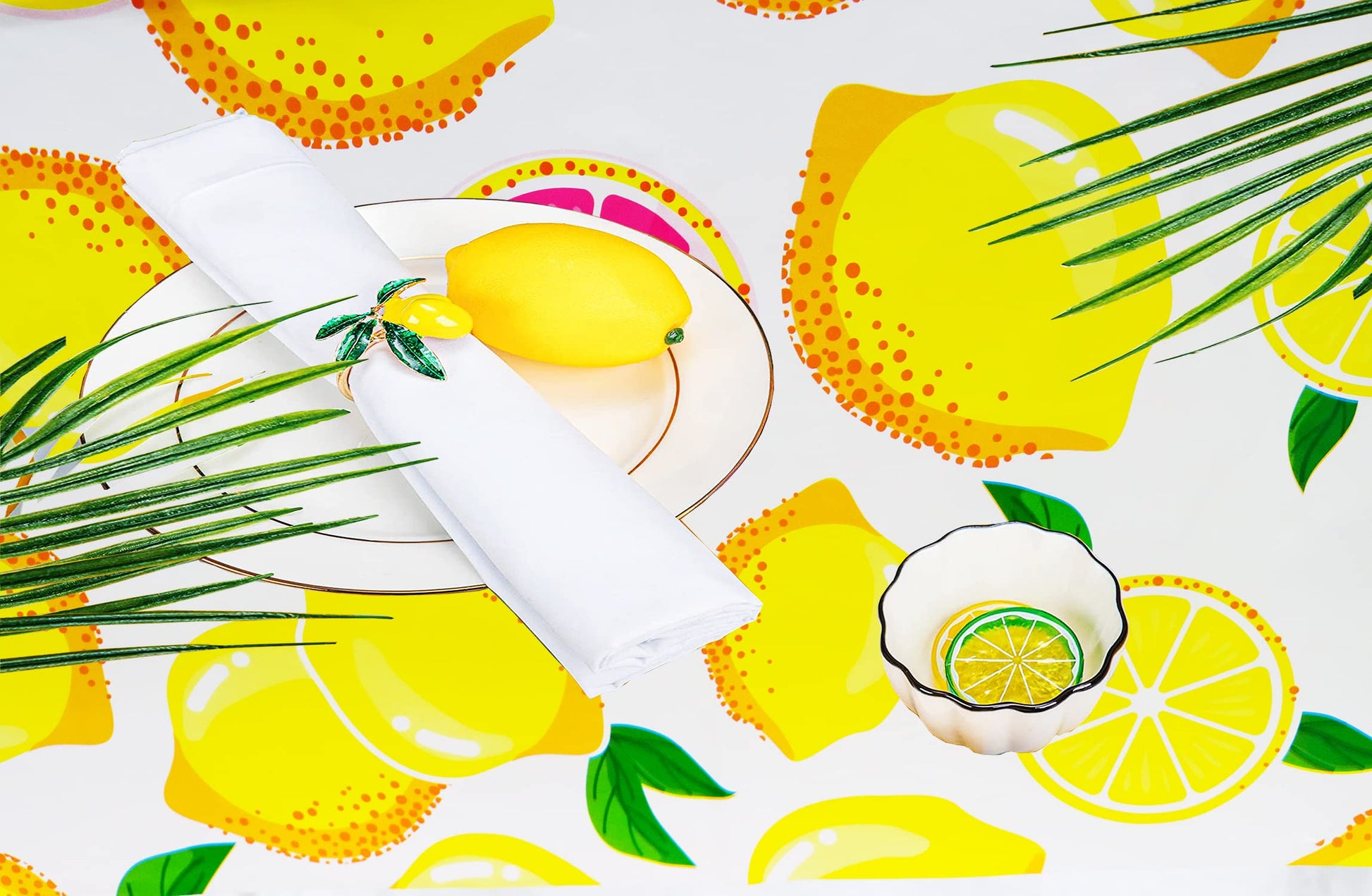 AMZPTBOY Hawaiian Lemon Tablecloth,Lemon Party Decoration, Disposable Lemon Table Cover Summer Fruit Table Cover Indoor/Outdoor Picnic Summer Beach