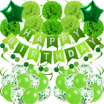 Recosis Green Birthday Decorations, Party Decorations Happy Birthday Decorations with Banner for Women Boys Girls Dinosaur Safari Party Decorations