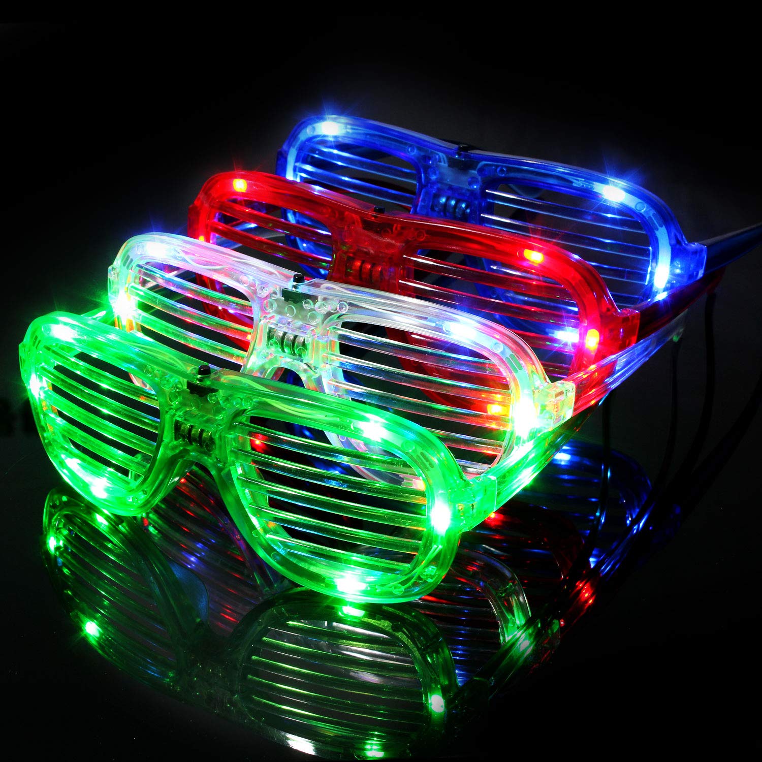 M.best 12 Pack LED Glasses 4 Colors Light Up Glasses Glow In The Dark Party Supplies Favor for Kids Adult Birthday,Raves, Halloween,Christmas, New