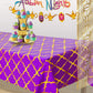 Lecpeting 2 Pcs Arabian Tablecloth Purple Gold Lattice Plastic Table Covers 87 x 51 Inches Arabian Nights Themed Party Decorations for Birthday Party