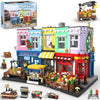 Colorful City Market Building Block Set, London Architecture Main Street Building set with Recording Studio, Coffee Shop, Bakery & Flower Shop, Mini