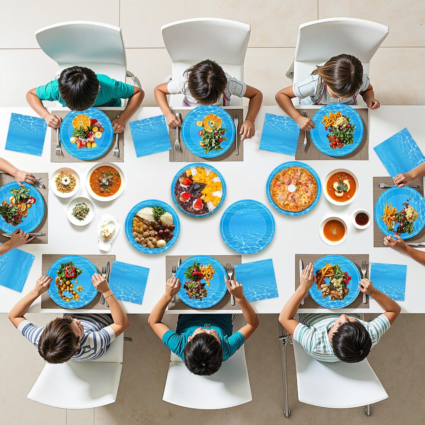 40 Pcs Ocean Plates and Napkins Sets - Under The Sea Party Supplies Tableware, Blue Disposable Paper Plates and Napkins Kit for Summer Ocean Themed