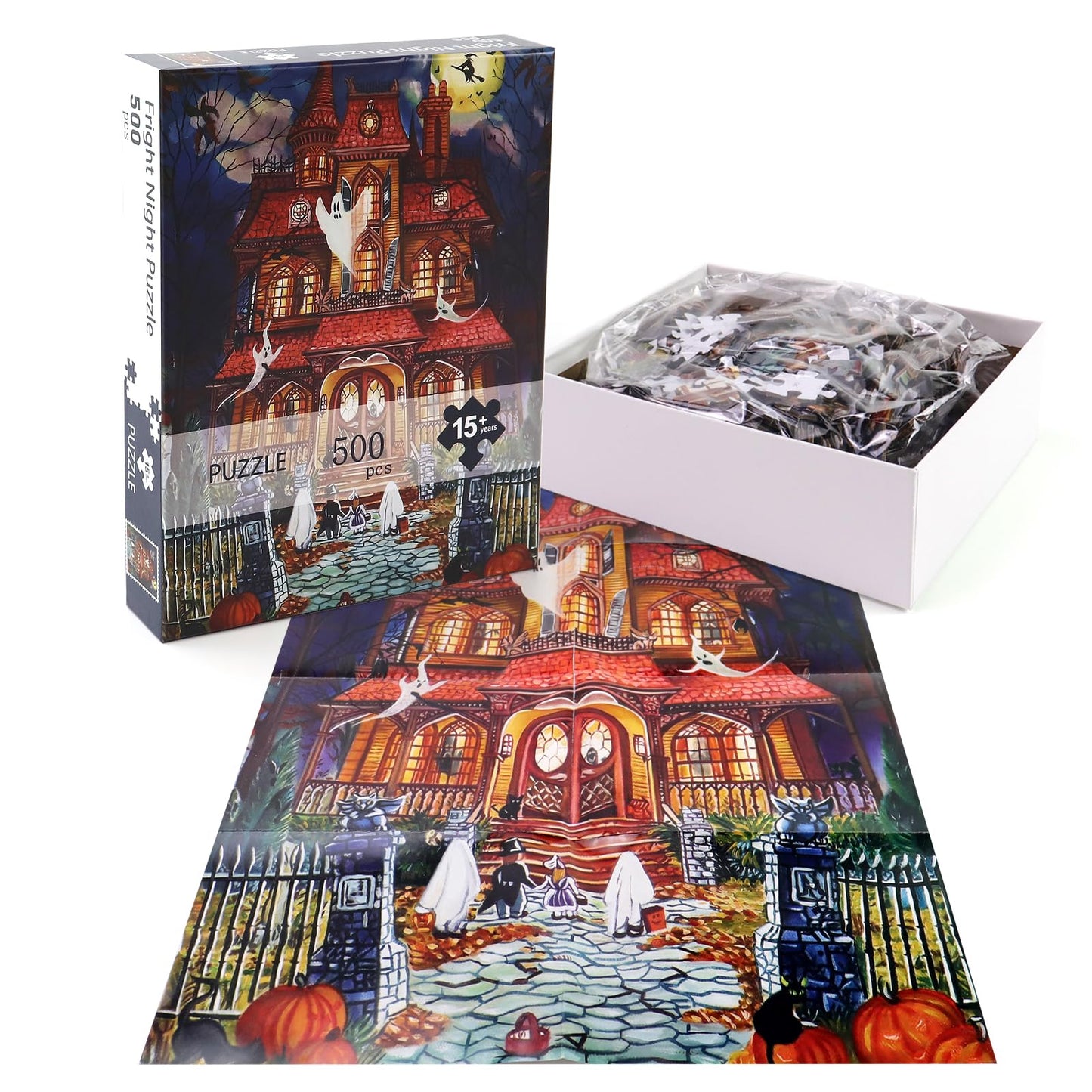 Motiloo 500 Piece Puzzles for Adults, Halloween Fright Night Theme