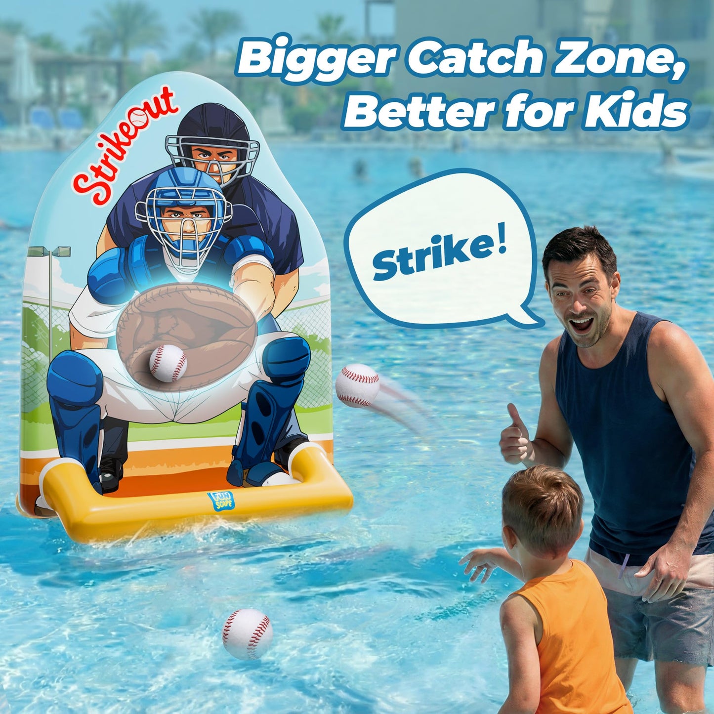 Funscape Kid Inflatable Baseball Pool Toy, Fun Swimming Pool Ball Toss Game