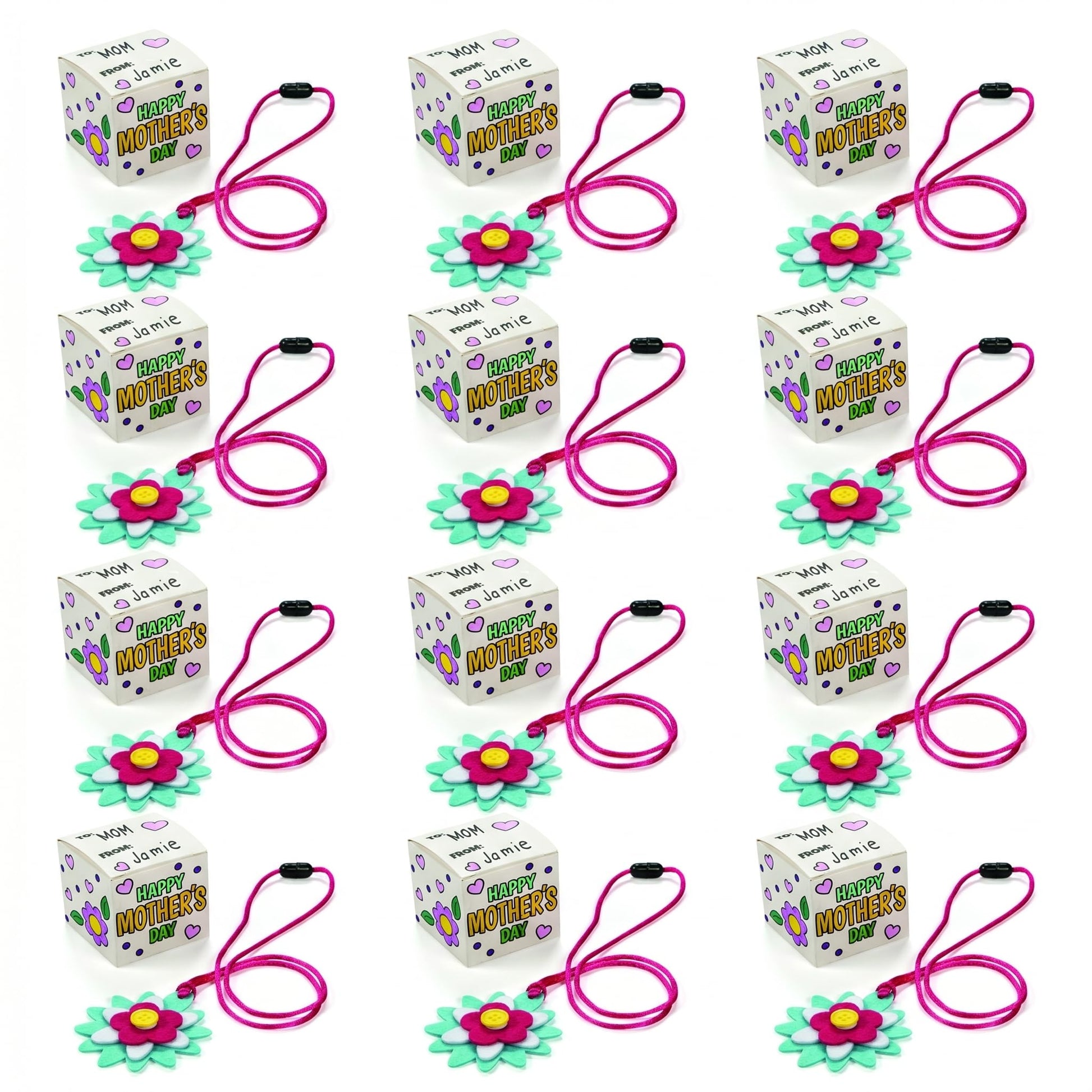 Fun Express Mother’s Day Jewelry Box & Necklace Craft Kit - Makes 12 - Mother's Day Crafts, Great for Church, School and Home