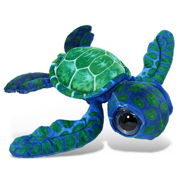 DolliBu Blue Sea Turtle Super Soft Stuffed Animal, Cute Realistic Stuffed Animals for Girls. Boys and Adults Animal Gifts, Kids Ocean Nursery Decor
