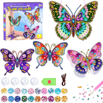 ZhengYuFa Diamond Art Kit for Kids Arts and Crafts for Kids Ages 8-12, Butterfly Diamond Art, 6/7/8/9/10 Year Old Girl Gifts Gem Art Butterfly Kit