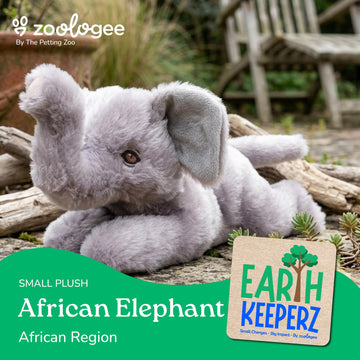 The Petting Zoo African Elephant Stuffed Animal Plushie, Gifts for Kids, Earth Keeperz Wildlife Animals, Zoologee Grey African Elephant Plush Toy, 10