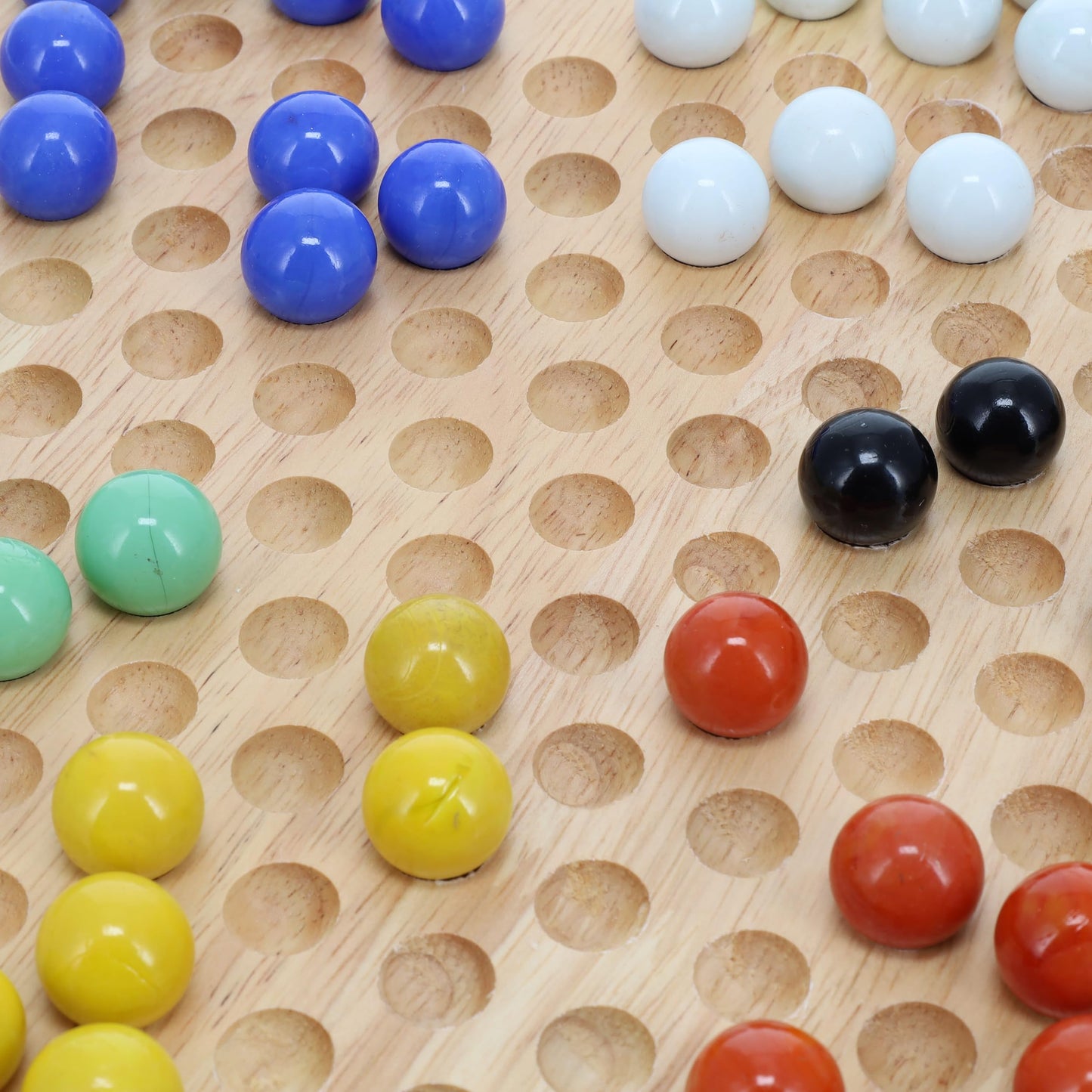 WE Games Solid Wood Chinese Checkers Set with Glass Marbles - 11.5 inches