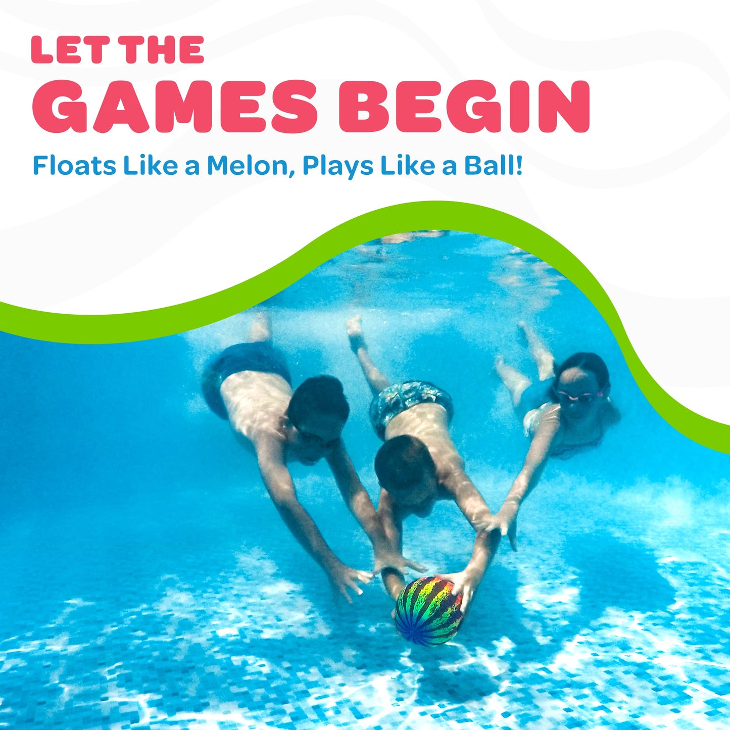 Watermelon Ball JR Durable Fillable Pool Toy for Underwater Games - Football, Basketball & Rugby - Perfect for Water Parties - Fun for Adults & Kids
