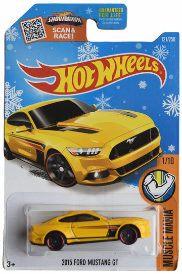 Hot Wheels 2015 Ford Mustang GT, Muscle Mania 1/10 [Yellow] 121/250 Snowflake Card