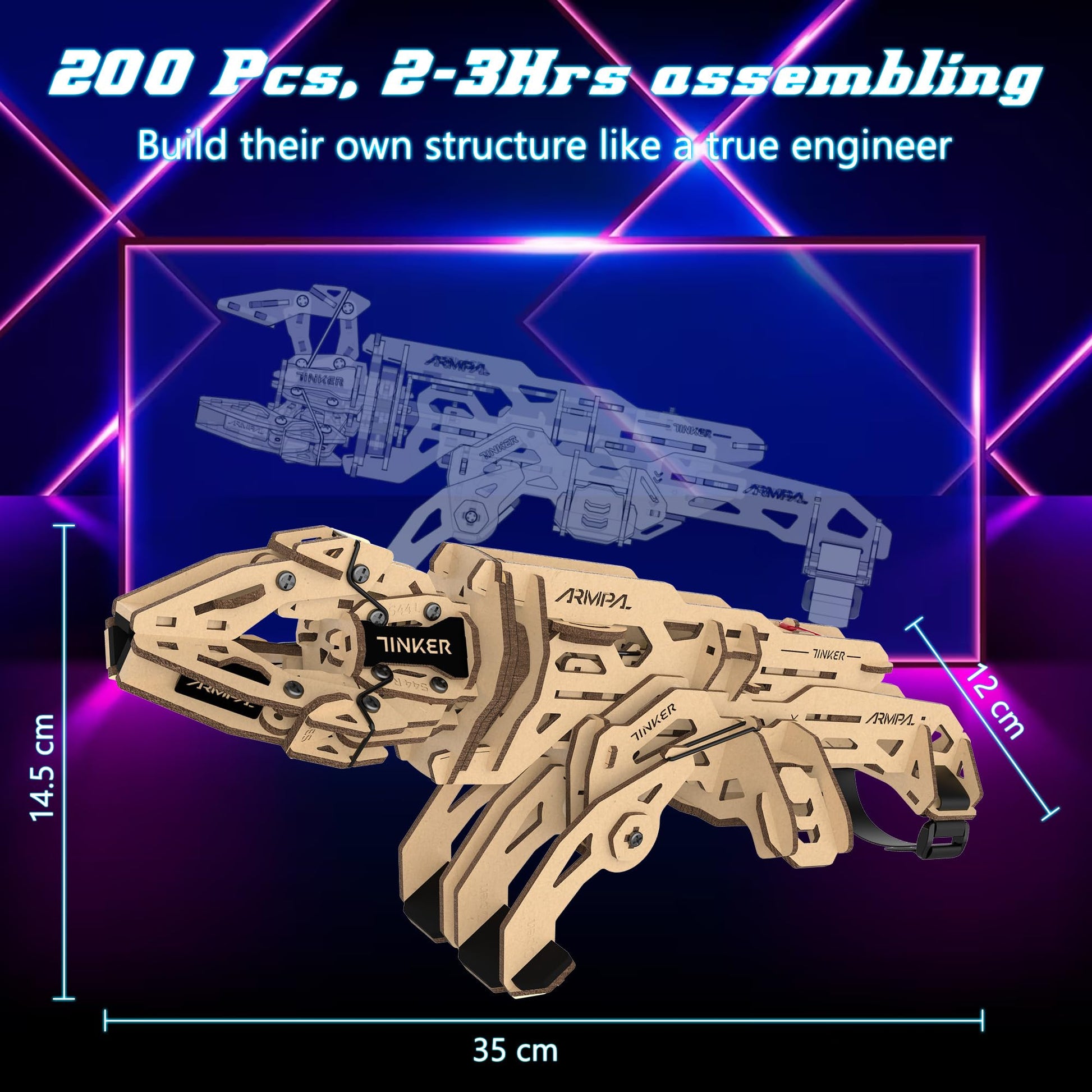 Mechanical Claw Model Kit, 3D Wooden ClawBot Puzzle for Adults and Teens