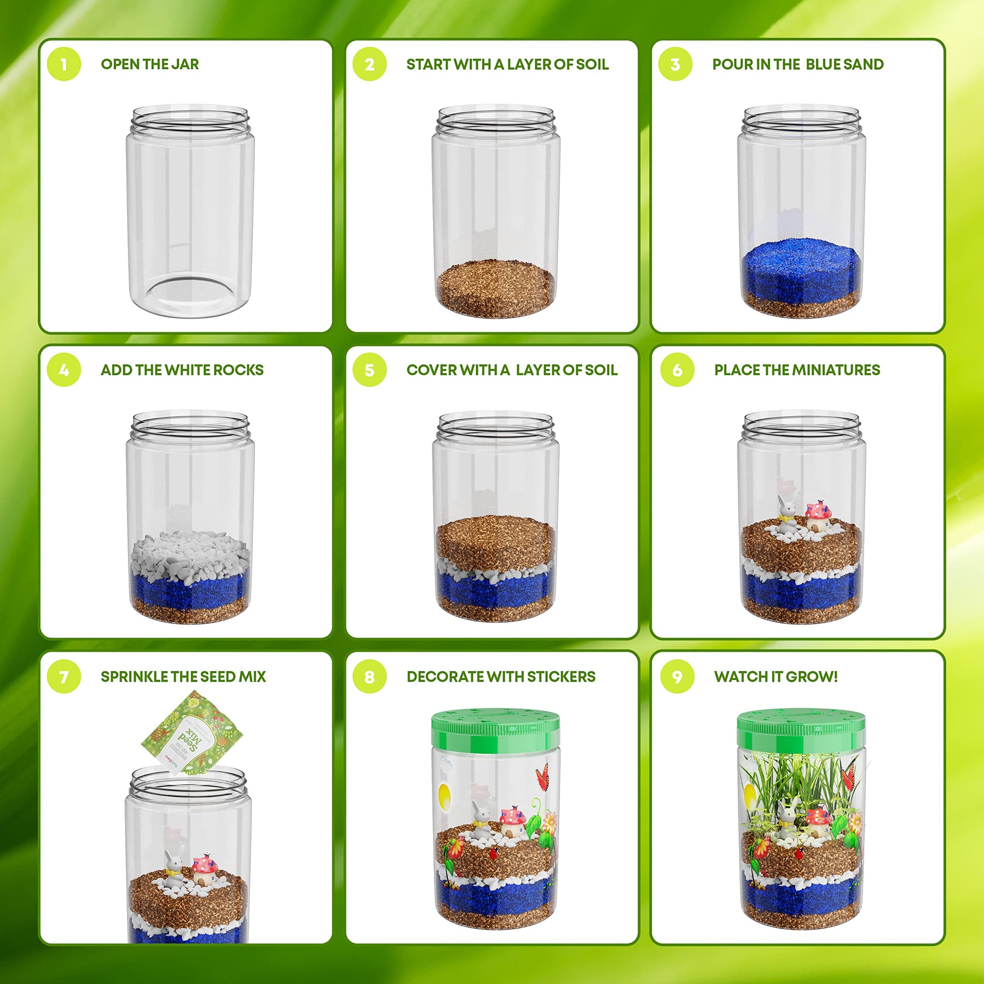 Dan&Darci Light-Up Terrarium Kit for Kids - STEM Science Kit - Educational DIY Toy for Boys & Girls - Birthday Gift - Craft Project Idea for Ages 6 7