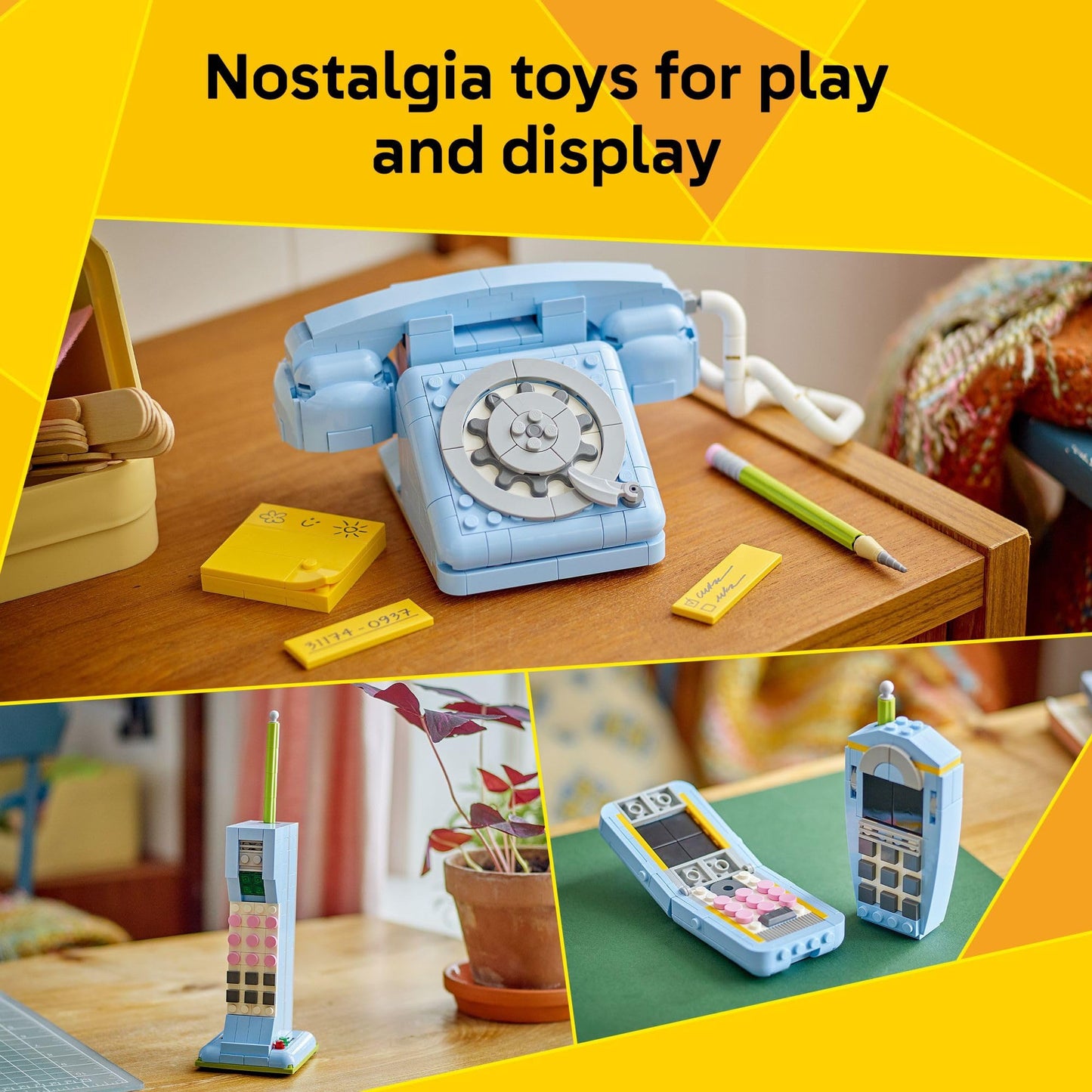LEGO Creator 3 in 1 Retro Telephone Kids Toy - Home Decor for Bedroom or Kids Room - Building Toy and Learning Playset for Girls & Boys, Ages 8+