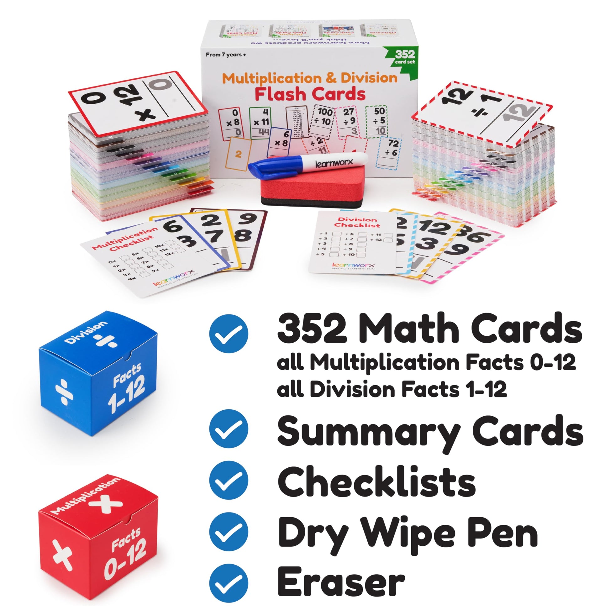 Multiplication Flash Cards, Math Flash Cards, Multiplication Division, Math Facts, Kids Games 2nd 3rd 4th 5th 6th Grade, Times Table | Bulk 352