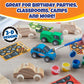 Kids Paint Your Own Wooden Car Craft Kits (12 Pack) - DIY Wood Painting Art Kits, Individually Wrapped w Paint, Brush & Bonus Decal Stickers - Party