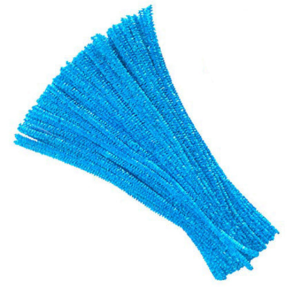 Carykon 100 PCS 12 Inch Iridescent Sparkly Tinsel Stems Pipe Cleaners (Light Blue)