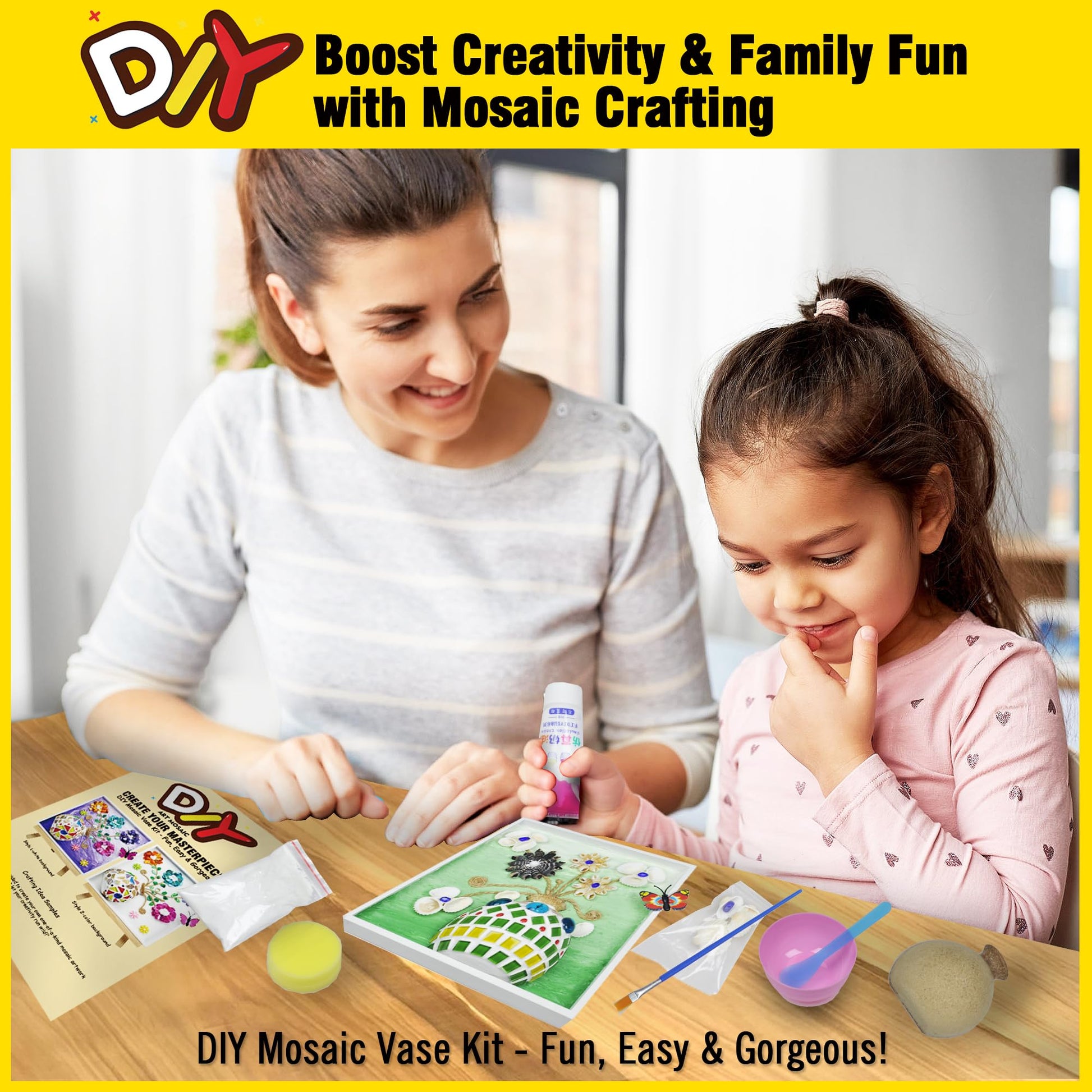 VTZH DIY Vase Mosaic Tiles for Crafts Painting Kits, DIY Arts and Craft Kits with Petal Glue Accessories Crafts for Adults, Mosaic Crafts Handmade