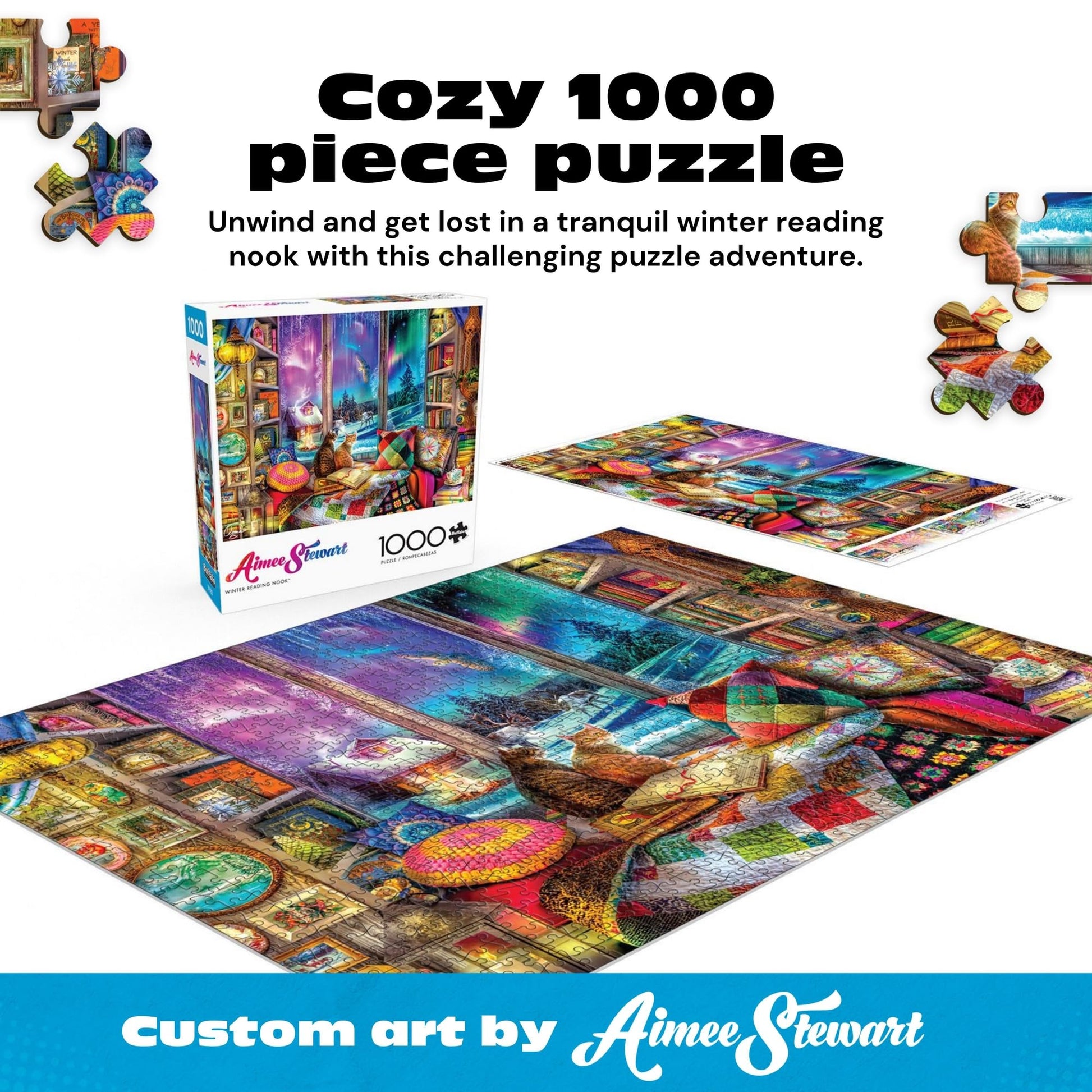Buffalo Games - Aimee Stewart Northern Lights Cats - 1000 Piece Puzzle