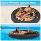 Sunikko X 73"x73" Inflatable Tanning Pool Floats Lounger Bed for Adults, Lucky Design XL Round Blow Up Pool Raft with Cup Holders, Pillow, 500lb
