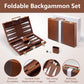 Backgammon Sets for Adults - 15 inch Classic Board Games with Premium Leather Case - Travel Backgammon Strategy Game Set for 2 Players - Portable