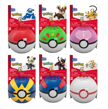 Mega Construx Pokemon Pokeball Collection, Series 21, Set of 6 Different Balls with Character Figures, Ages 6+ FPM00-963M
