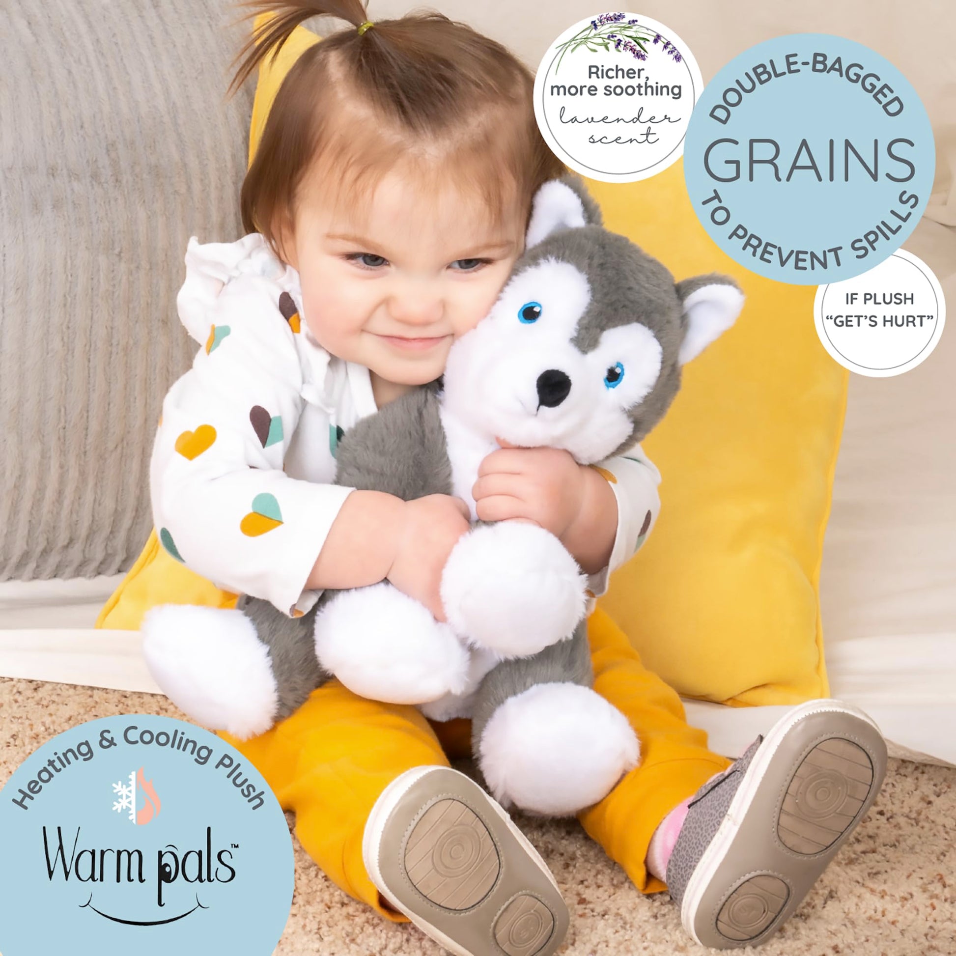 Hayes Husky - Microwavable & Weighted Plush Stuffed Animal - Heated Plushie for Warmth - Cute, Soft, Cozy Toy for Adults & Children (Boys, Girls
