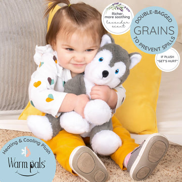 Hayes Husky - Microwavable & Weighted Plush Stuffed Animal - Heated Plushie for Warmth - Cute, Soft, Cozy Toy for Adults & Children (Boys, Girls