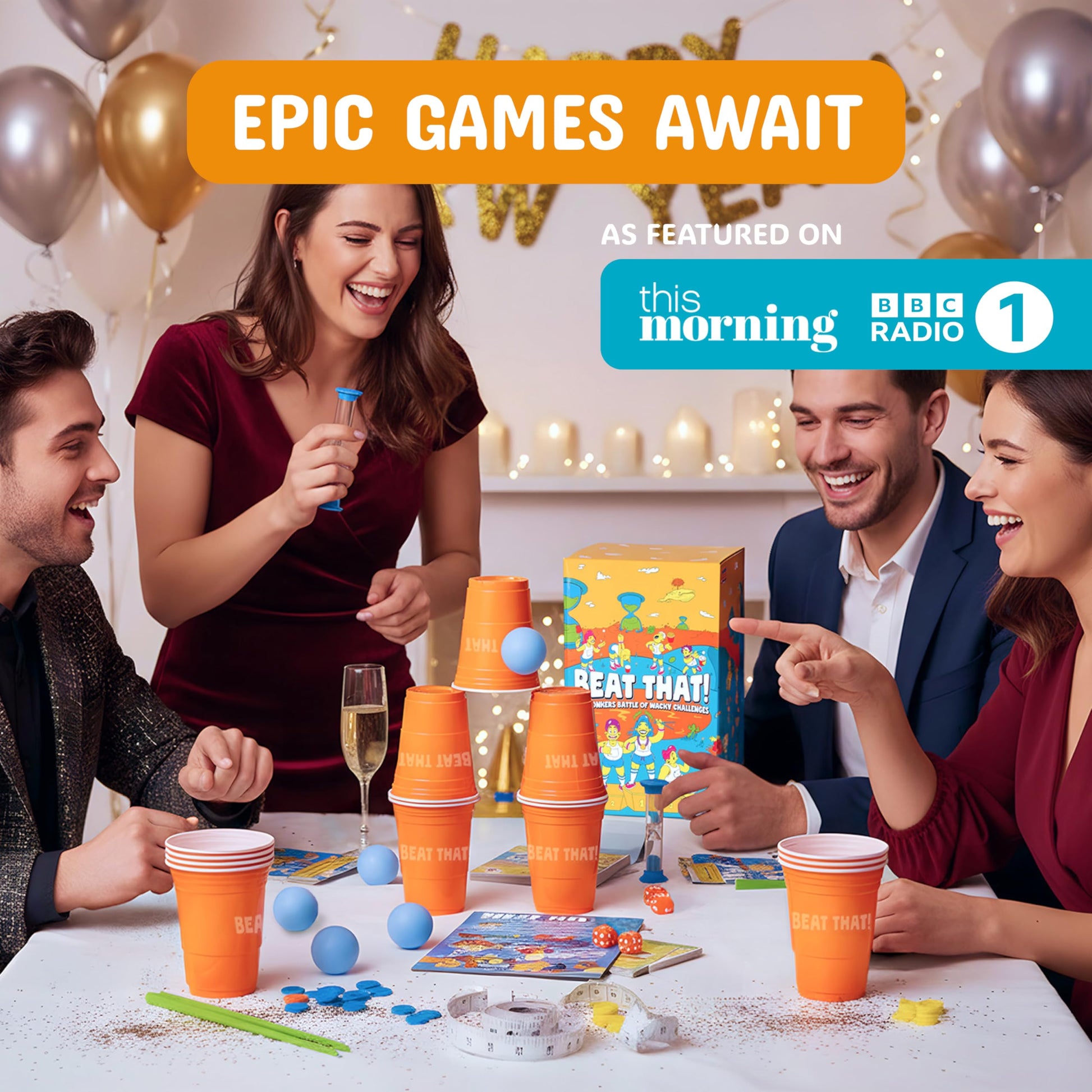 Gutter Games Beat That Game and Household Objects Expansion Combo Pack, Family Party Game for 2 Players - Kids, Adults