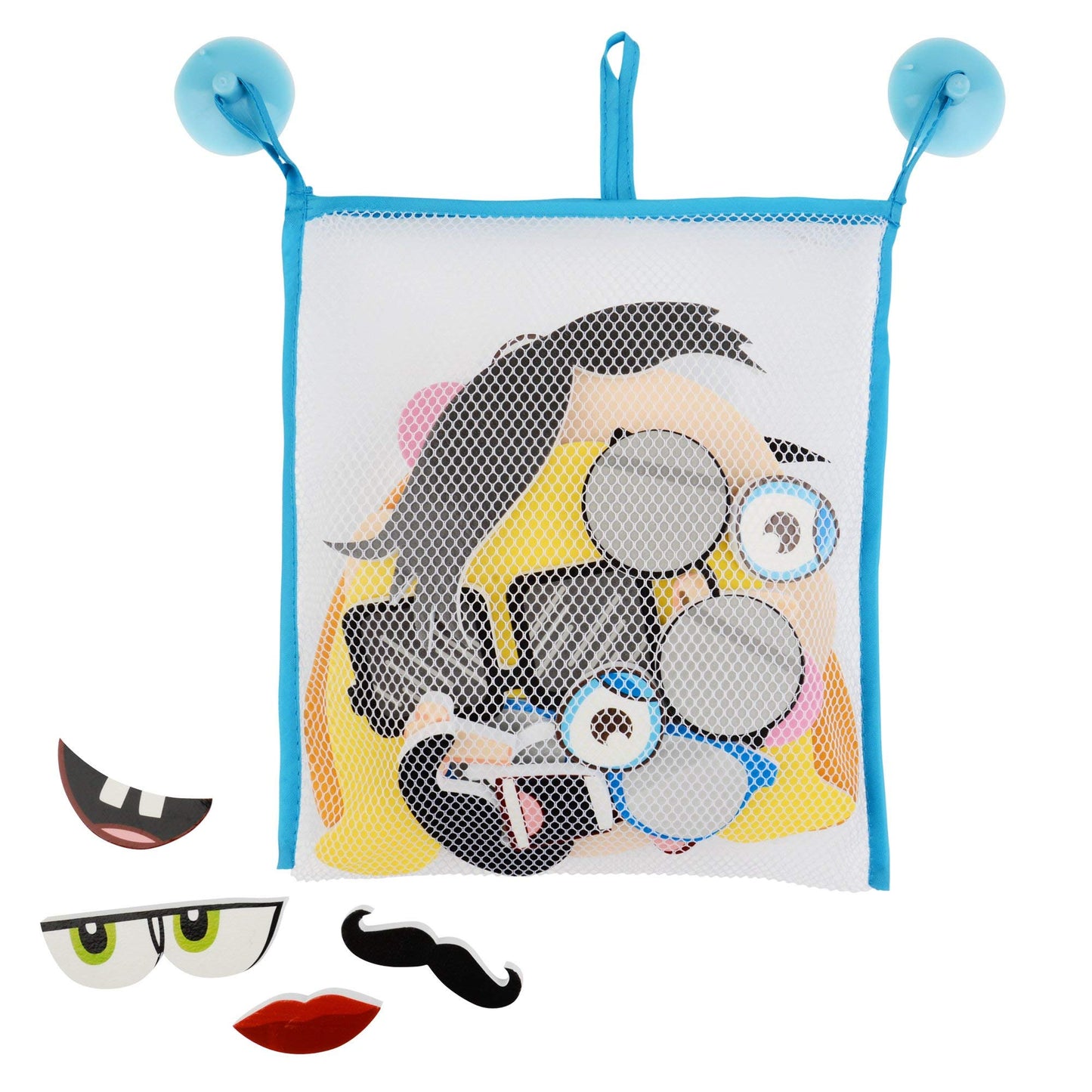 Buddy & Barney: Silly Faces Bath Time Stickers - 36 Reusable Foam Stickers & Mesh Storage Bag, Mix & Match, Fun Tub & Water Toy, Toddlers & Kids Age