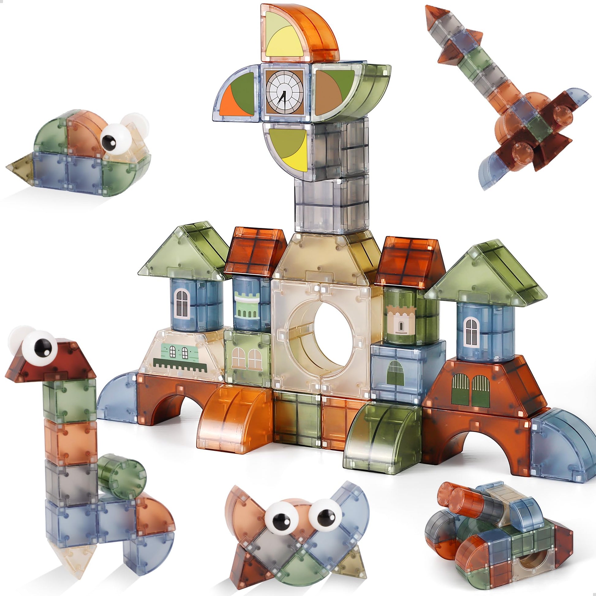 iPlay, iLearn Kids Magnetic Blocks, 62 PCS Magnet Stacking Block Building Toy, Toddler STEM Learning Montessori Sensory Toy, Preschool Classroom