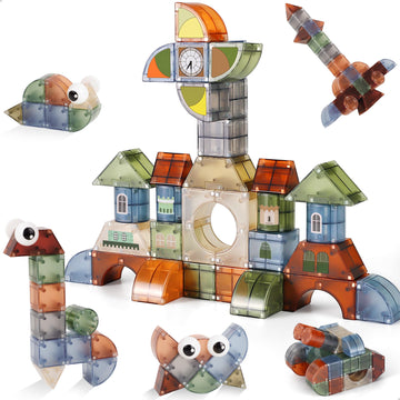 iPlay, iLearn Kids Magnetic Blocks, 62 PCS Magnet Stacking Block Building Toy, Toddler STEM Learning Montessori Sensory Toy, Preschool Classroom