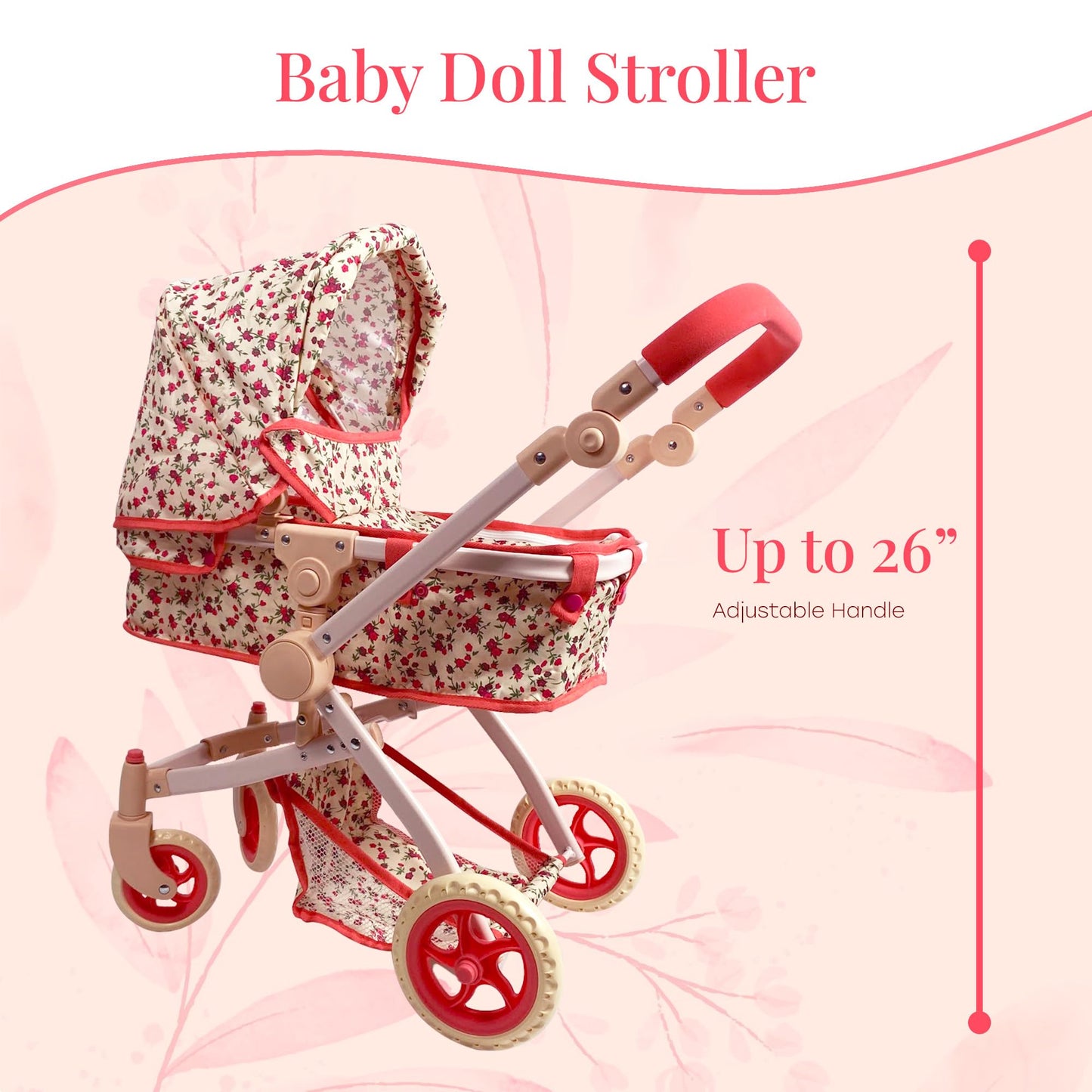 Convertible Combo Baby Doll Stroller for 3 Year Old Girls & Up | Play Toy Baby Stroller for Dolls, Folding Adjustable Bassinet Carriage Buggy