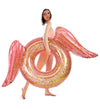 CoTa Global Rose Gold Inflatable Angel Wings Pool Float Tube - Luxurious Inflatable Float Rings for Adults, Perfect Beach Float Tube with Sparkly