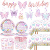 149 Pcs Butterfly Baby Shower Party Supplies Pink A Little Butterfly Is On The Way Tableware Includes Hanging Swirl, Plates, Cups, Straws, Tablecloth