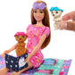 Barbie Doll & Playset with 2 Toy Dog Figures & 10+ Accessories, Puppy Slumber Party with Color-Change Feature, Sleeping Bag, Eye Masks & More